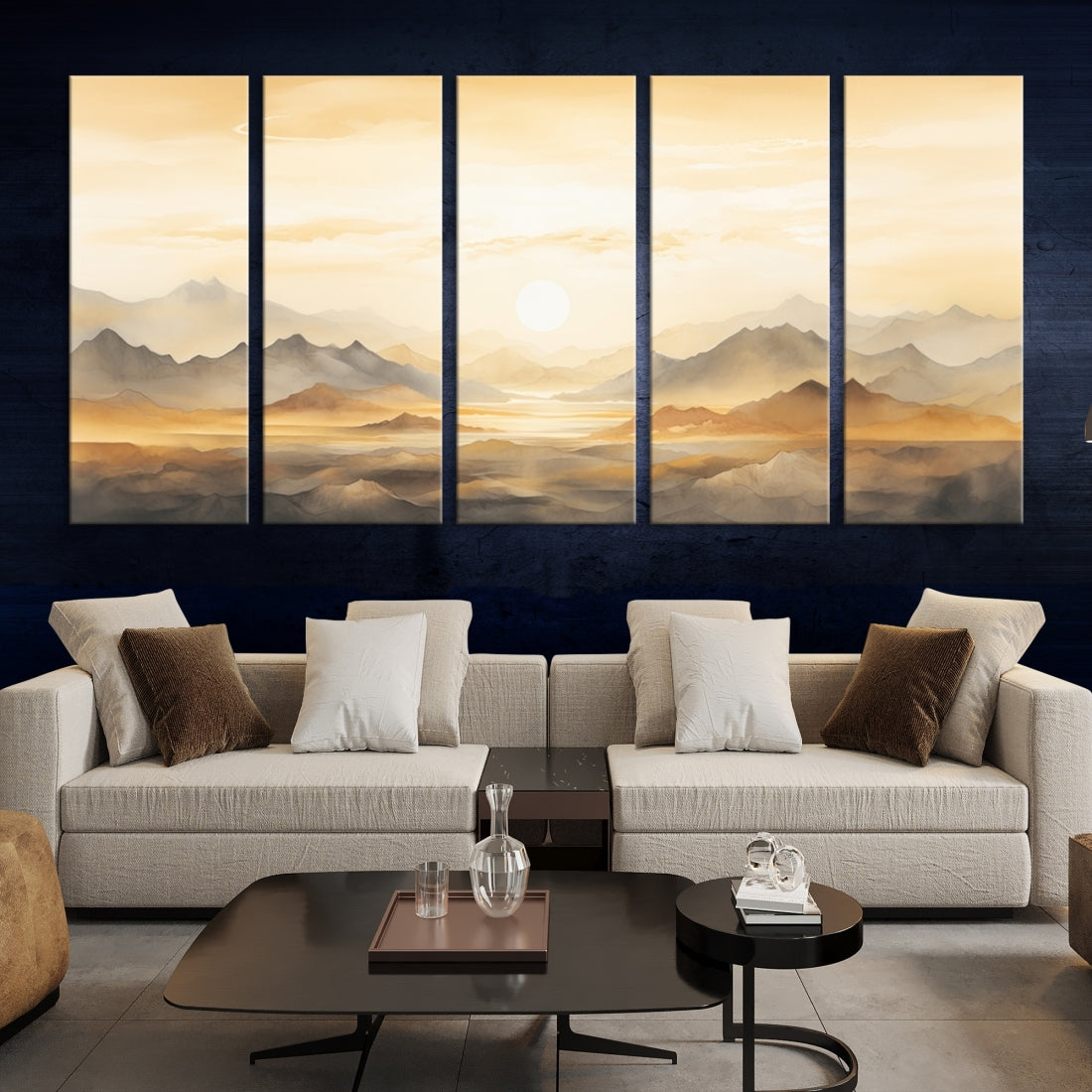 Edit-Images-Sepia Color Abstract Mountain Wall Art Canvas Print