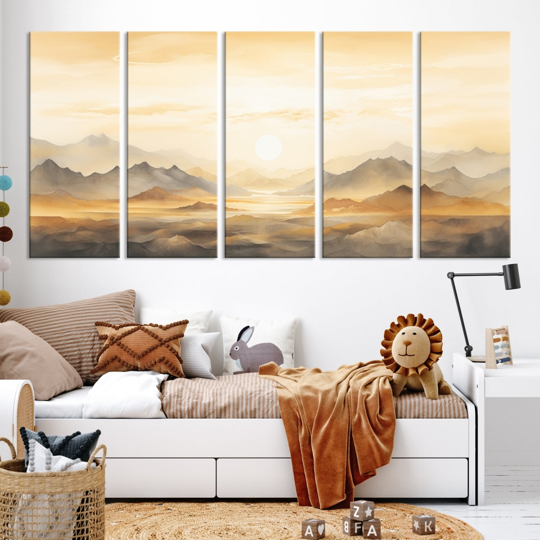 Edit-Images-Sepia Color Abstract Mountain Wall Art Canvas Print