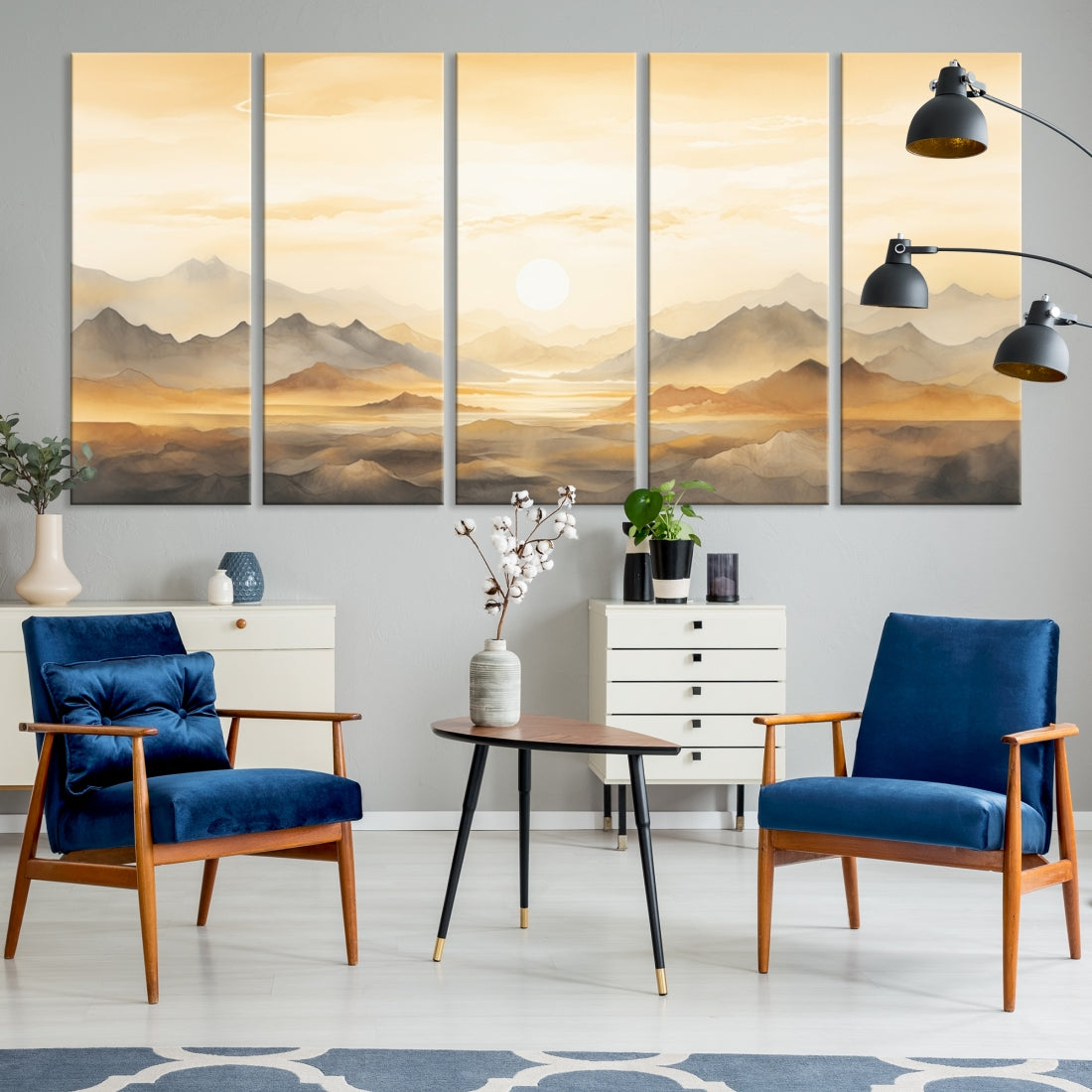 Edit-Images-Sepia Color Abstract Mountain Wall Art Canvas Print