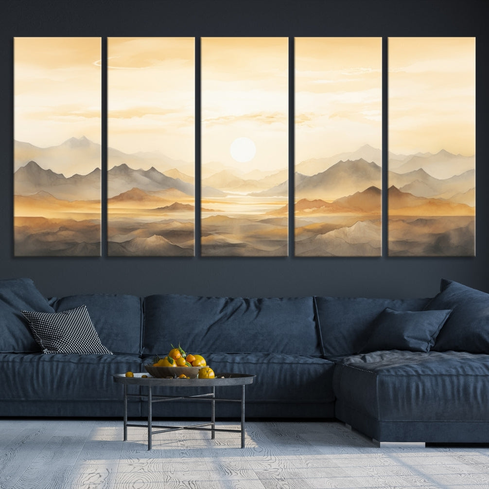 Edit-Images-Sepia Color Abstract Mountain Wall Art Canvas Print