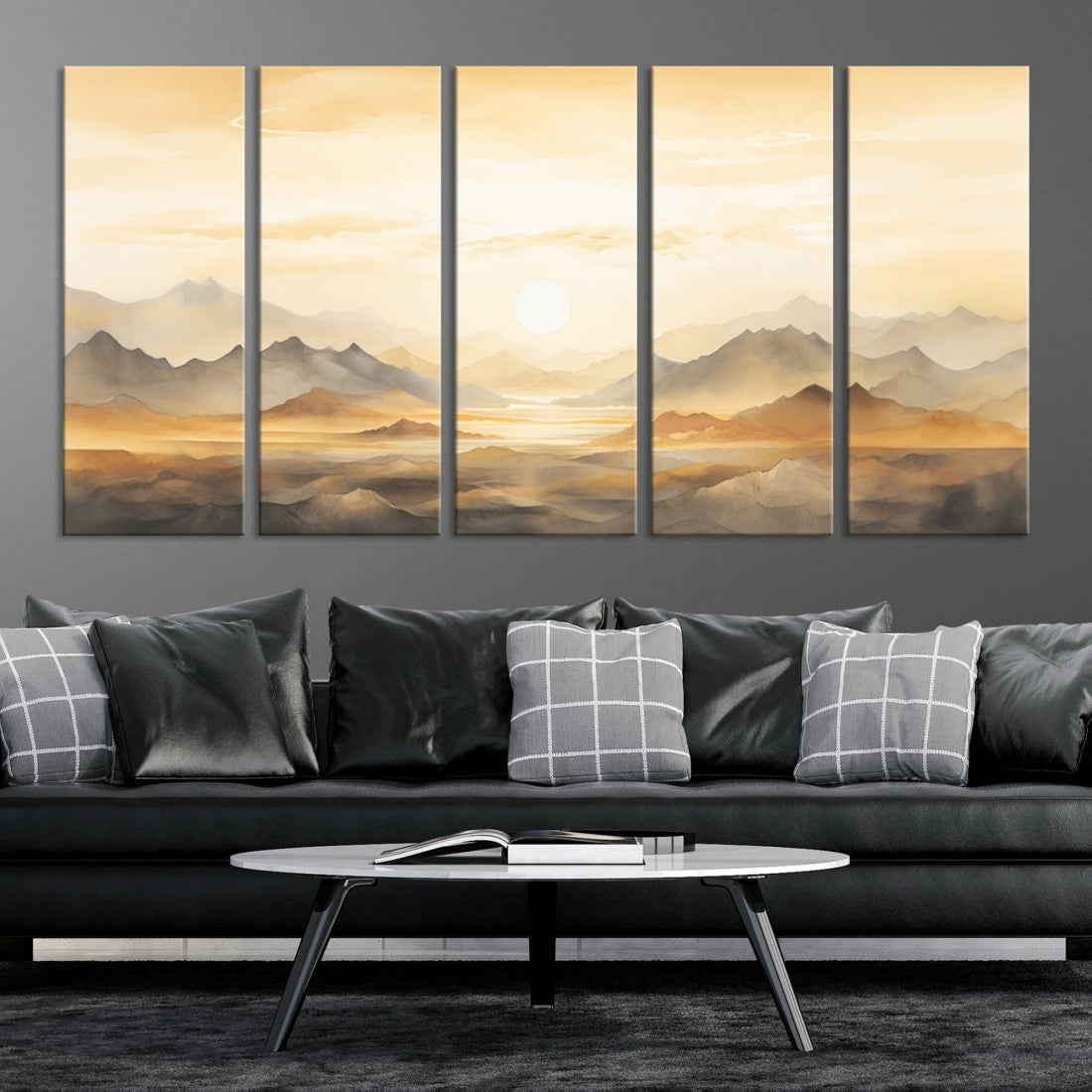 Edit-Images-Sepia Color Abstract Mountain Wall Art Canvas Print