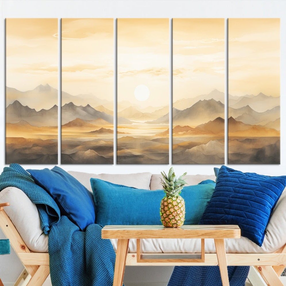 Edit-Images-Sepia Color Abstract Mountain Wall Art Canvas Print