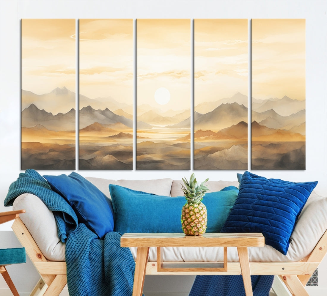 Edit-Images-Sepia Color Abstract Mountain Wall Art Canvas Print