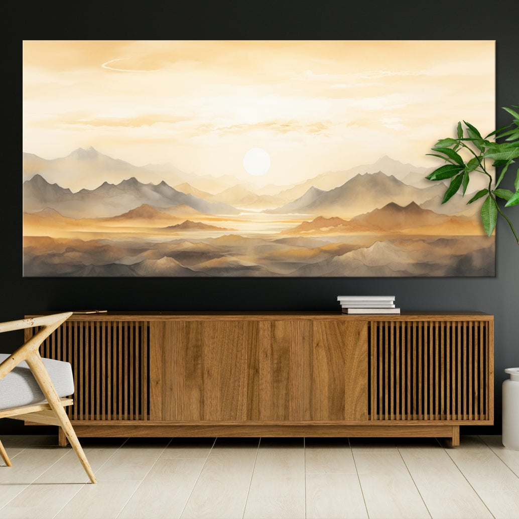 Edit-Images-Sepia Color Abstract Mountain Wall Art Canvas Print