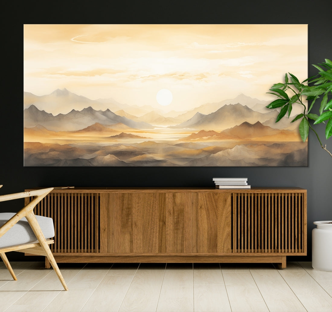 Edit-Images-Sepia Color Abstract Mountain Wall Art Canvas Print