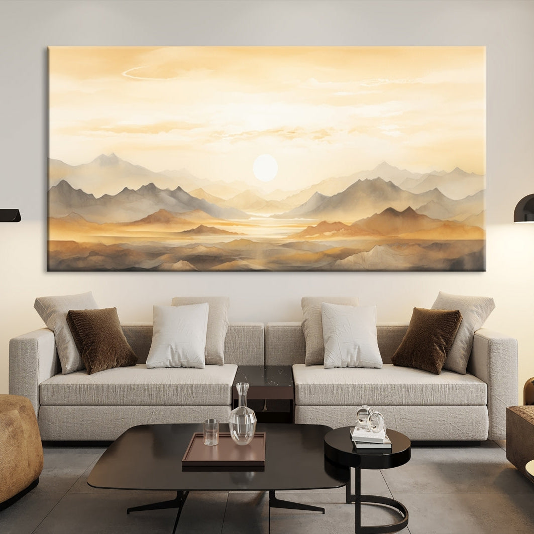 Edit-Images-Sepia Color Abstract Mountain Wall Art Canvas Print
