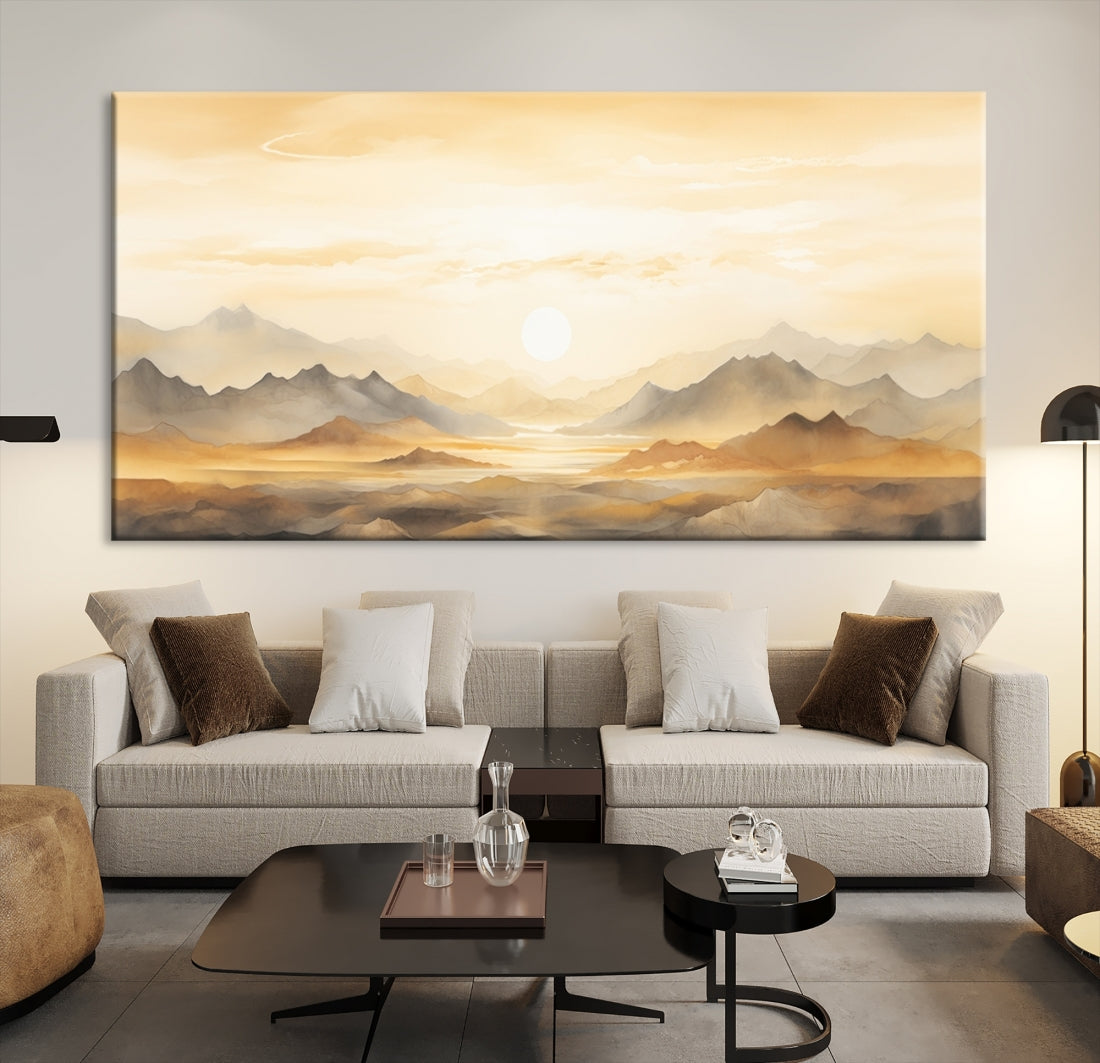 Edit-Images-Sepia Color Abstract Mountain Wall Art Canvas Print