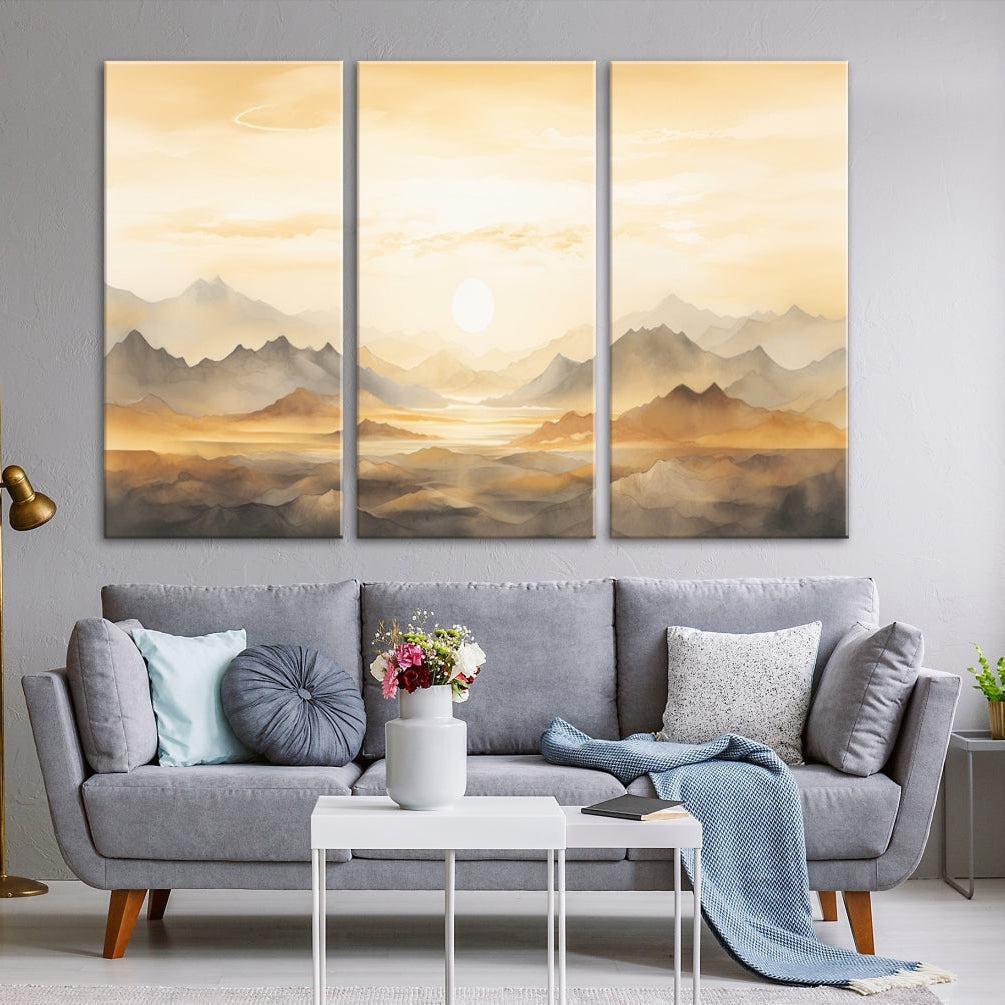 Edit-Images-Sepia Color Abstract Mountain Wall Art Canvas Print