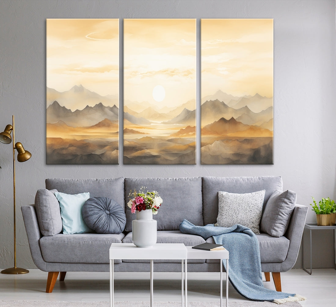 Edit-Images-Sepia Color Abstract Mountain Wall Art Canvas Print