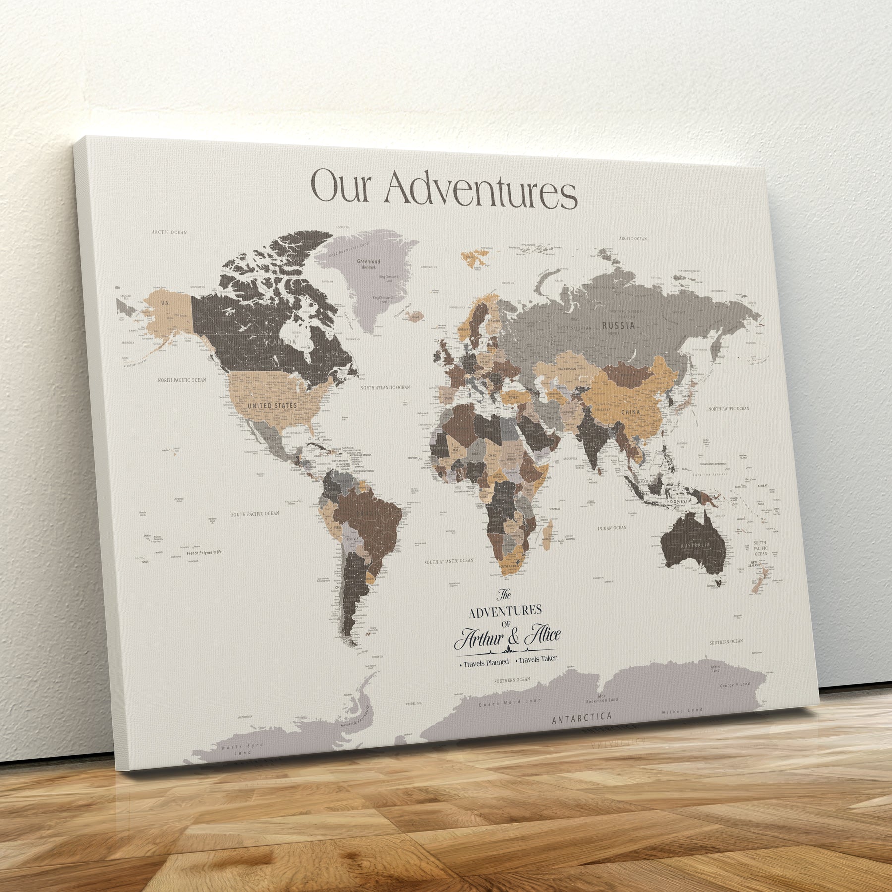 -Personalized Push Pin World Map Canvas – Custom Framed Travel Tracker Wall Art, Large Adventure Map with Pins for Home, Office