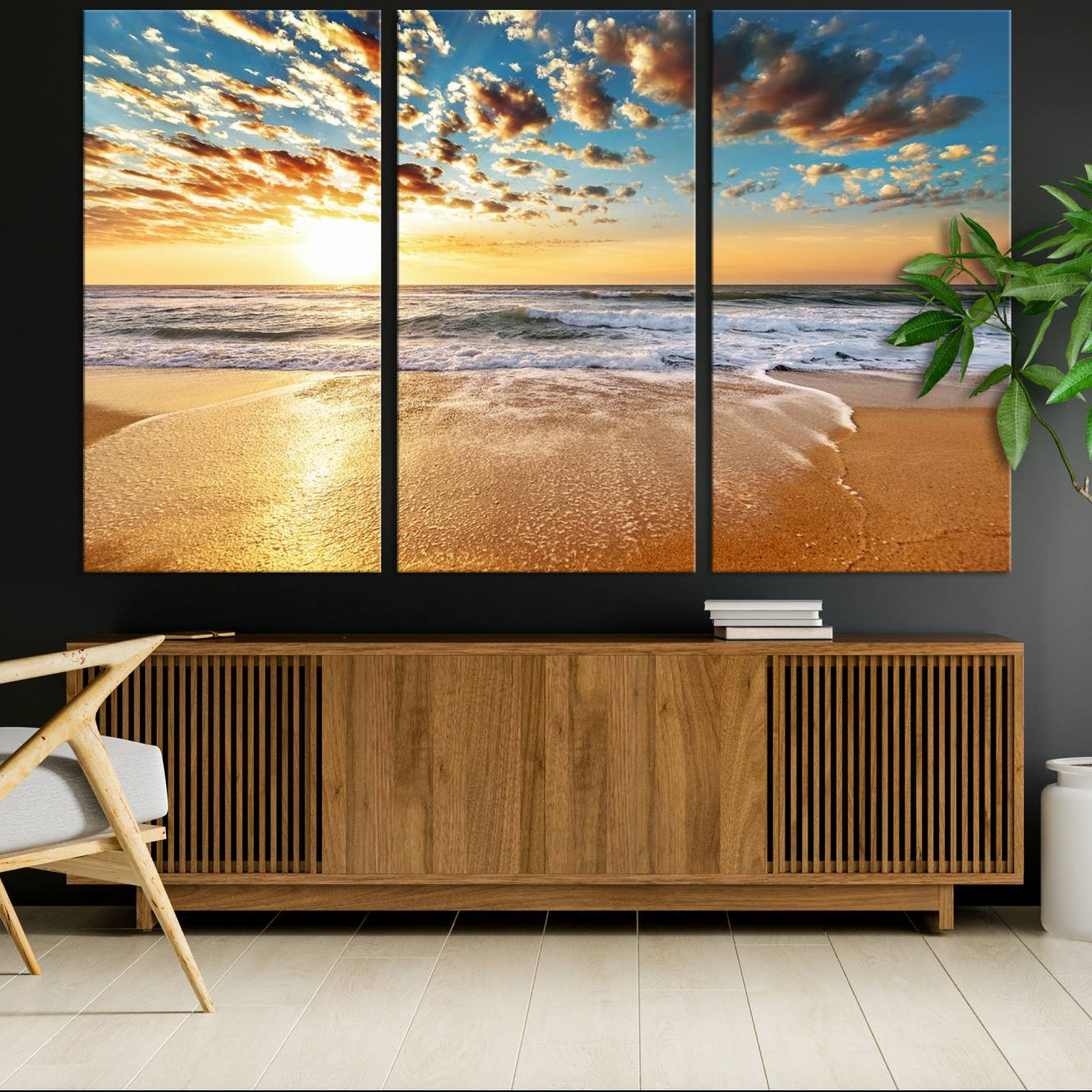 -Soothing Sunset on Calm Beach