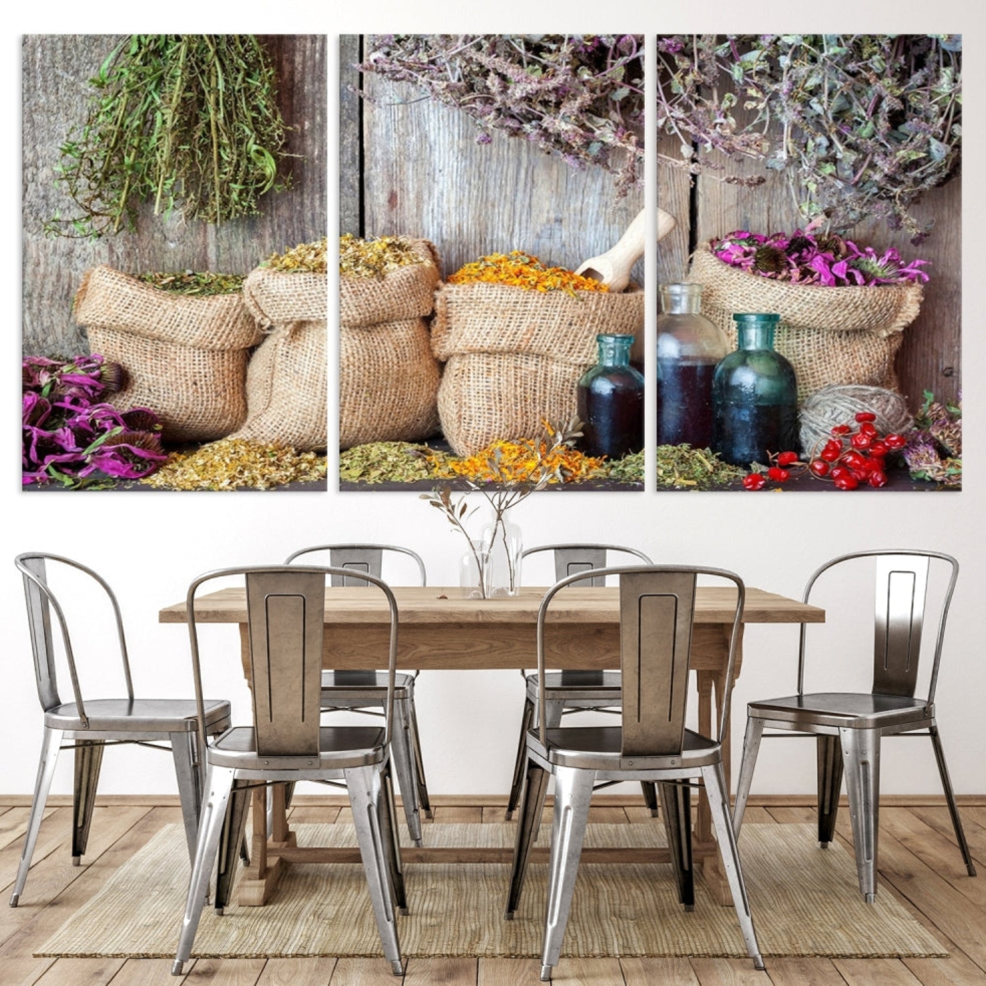 Edit-Images-Spices and Herbs Canvas Wall Art Farmhouse Rustic Kitchen Wall Decor