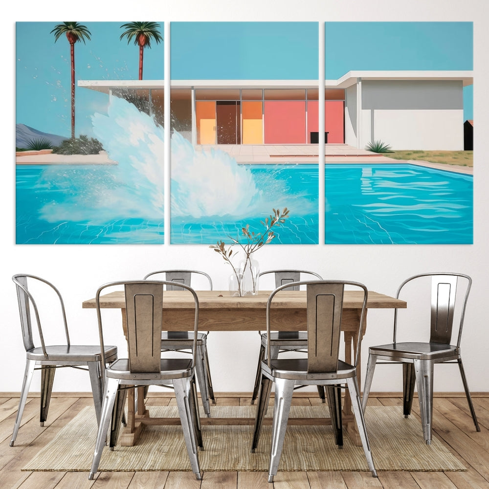 Edit-Images-Splash in the pool Canvas Print Mid Century Wall Art
