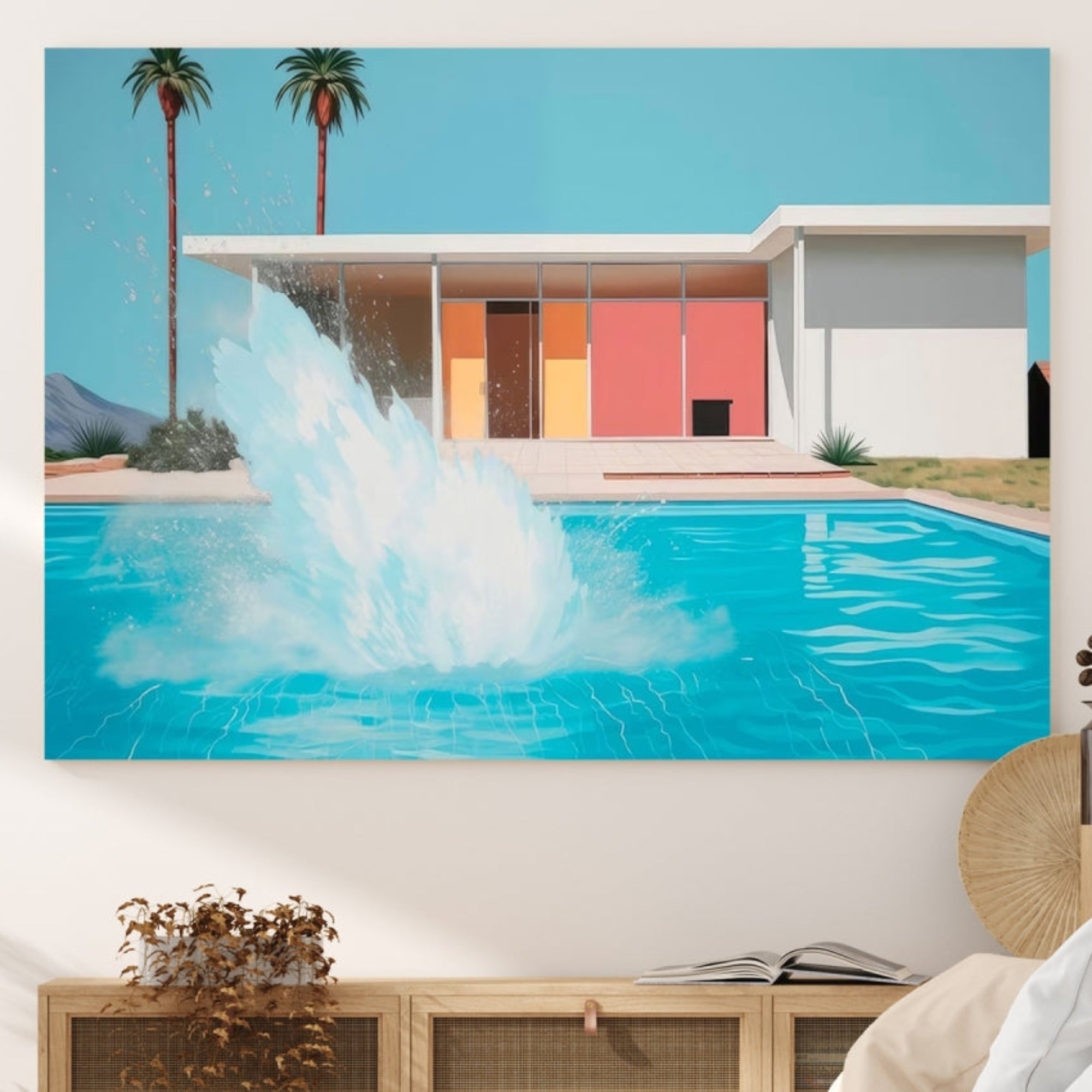 Edit-Images-Splash in the pool Canvas Print Mid Century Wall Art