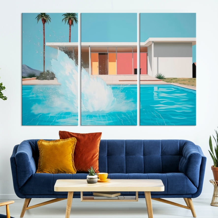 Edit-Images-Splash in the pool Canvas Print Mid Century Wall Art