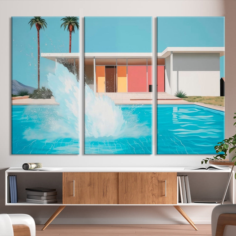 Edit-Images-Splash in the pool Canvas Print Mid Century Wall Art
