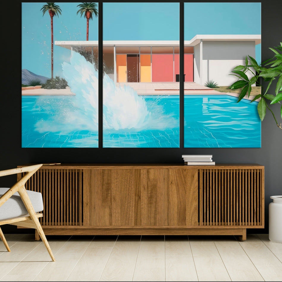 Edit-Images-Splash in the pool Canvas Print Mid Century Wall Art