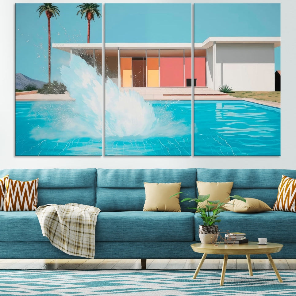 Edit-Images-Splash in the pool Canvas Print Mid Century Wall Art