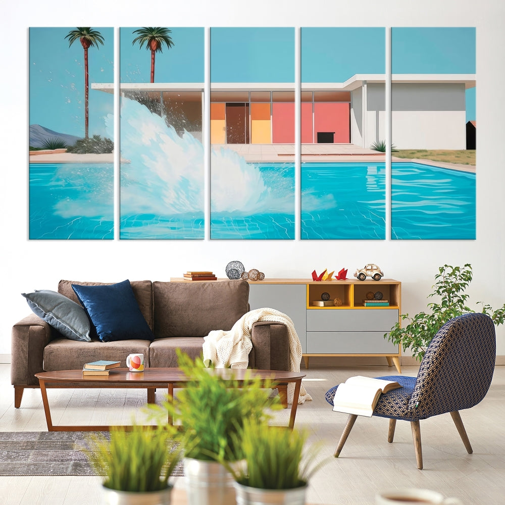 Edit-Images-Splash in the pool Canvas Print Mid Century Wall Art