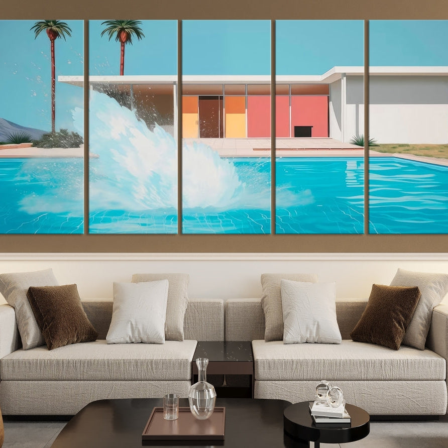 Edit-Images-Splash in the pool Canvas Print Mid Century Wall Art