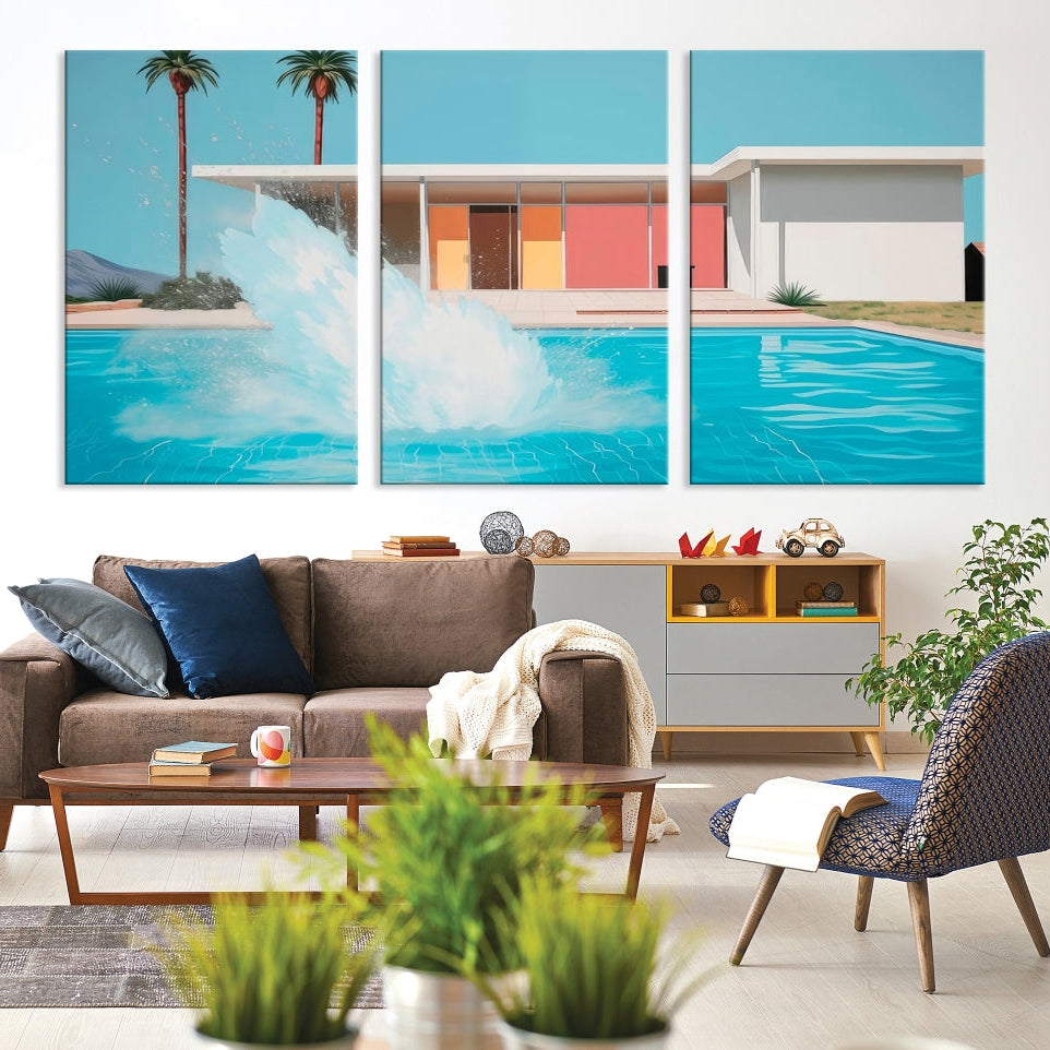 Edit-Images-Splash in the pool Canvas Print Mid Century Wall Art