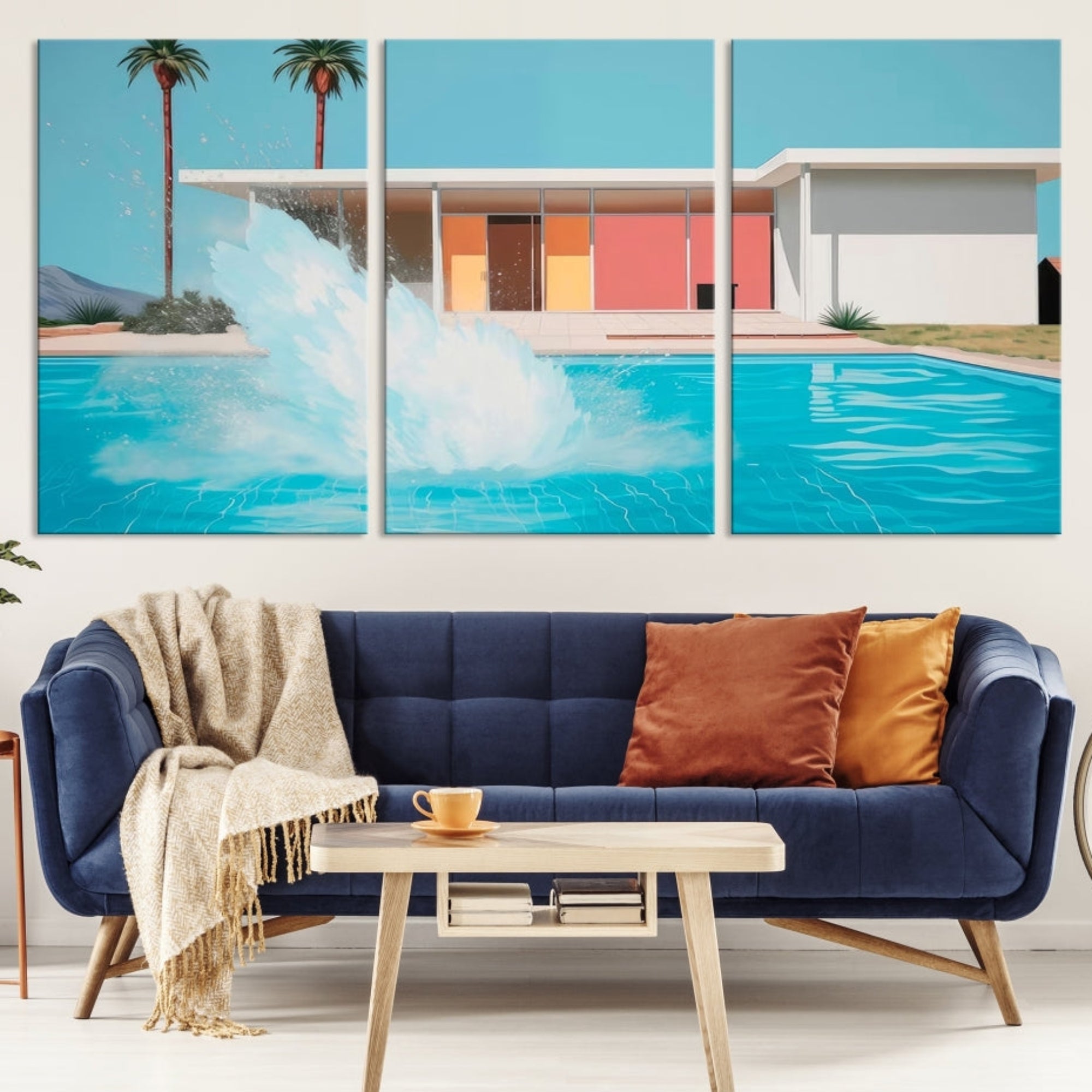 Edit-Images-Splash in the pool Canvas Print Mid Century Wall Art