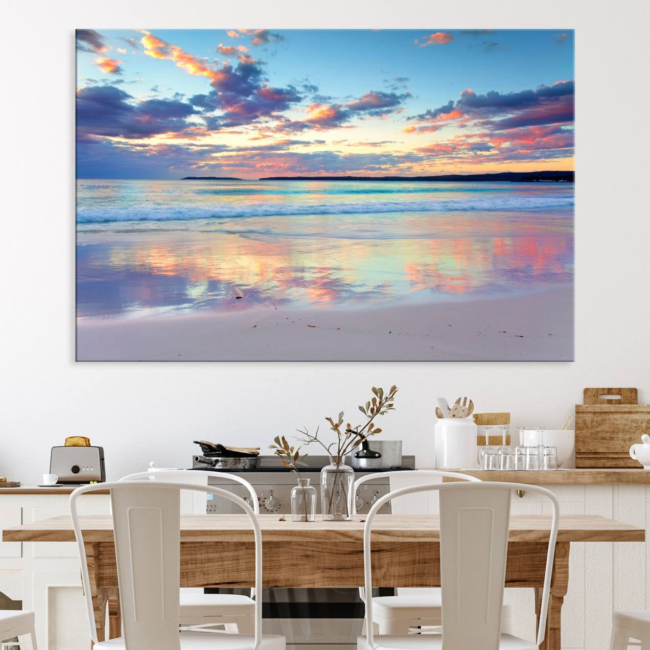 64882-MGV-CV-36X24-Sunset Beach Canvas Wall Art – Colorful Ocean Waves Canvas – Coastal Decor for Living Room or