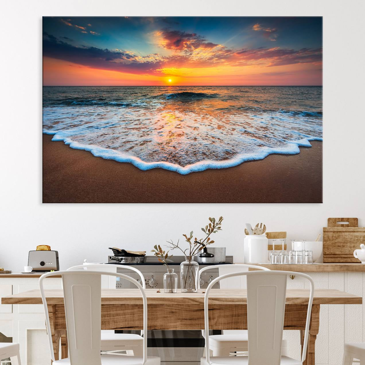 87032-MGV-CV-36X24-Sunset with Calm Waves on the Beach Wall Art Canvas Print