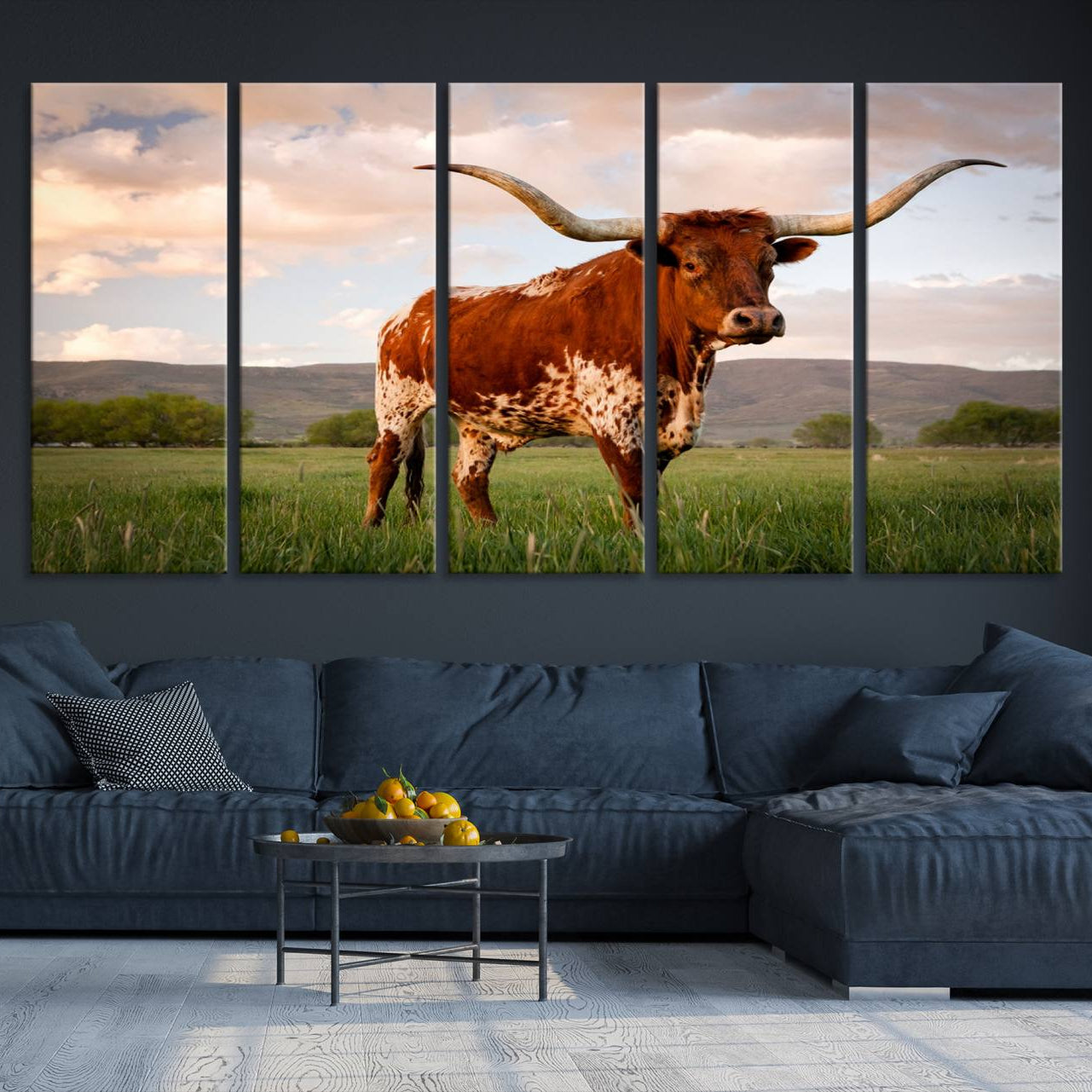 -Texas Cow Canvas Wall Art Print, Animal Pictures and Stretched Wall Art