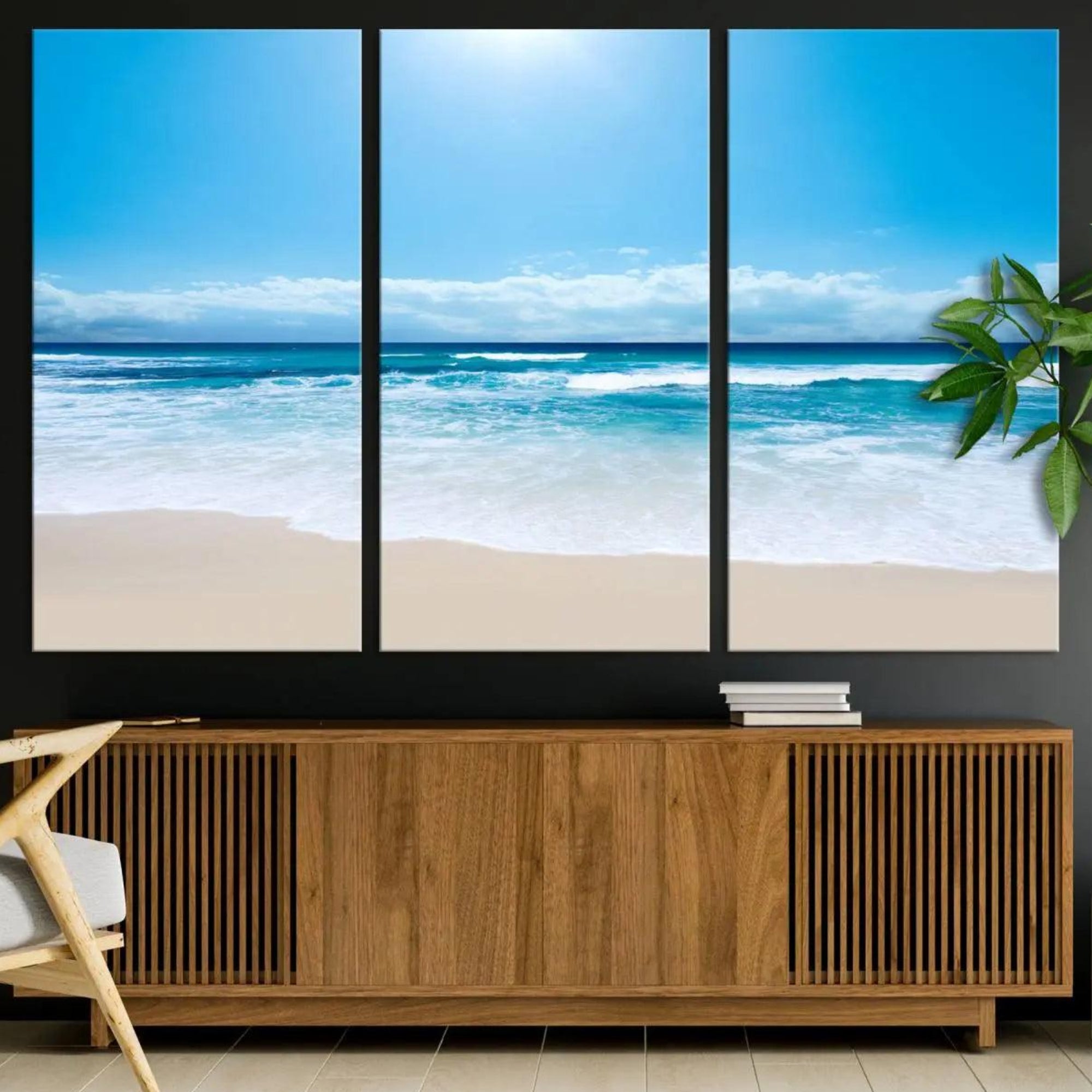 79903-MGV-CV-36X24-Tranquil Ocean Waves Canvas Wall Art Print – Bright Coastal Beach Wall Decor for Home or Office –