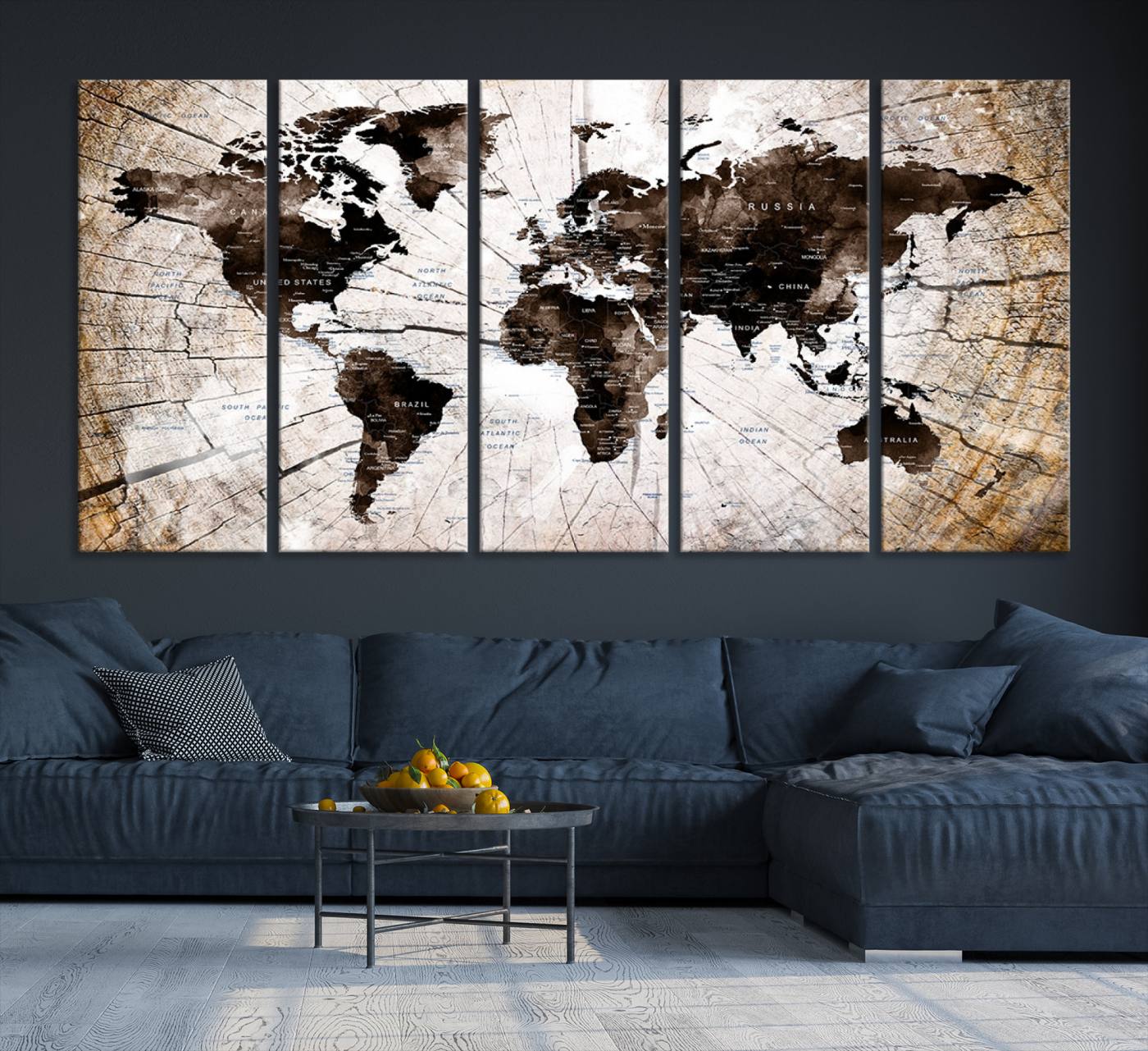 -Push Pin World Map Canvas Print – Framed Wall Art for Couples to Track Their Travels – Anniversary