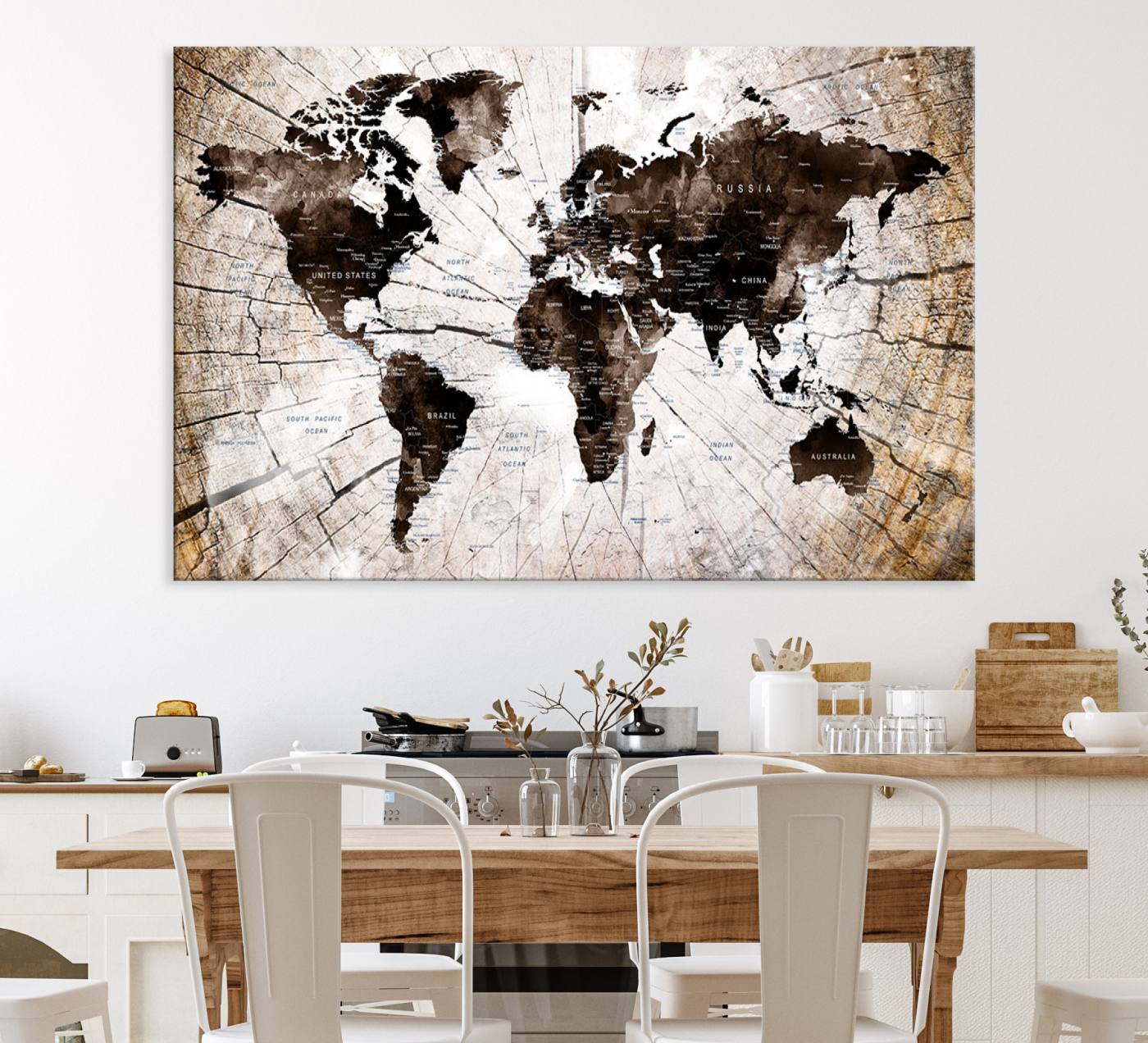 20973-MGV-CV-36X24-Push Pin World Map Canvas Print – Framed Wall Art for Couples to Track Their Travels – Anniversary