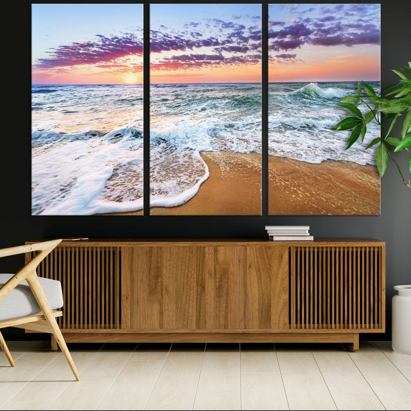 -Tropical Beach Waves Art Print Sunset Canvas Print Ocean Seascape Art Coastal Art