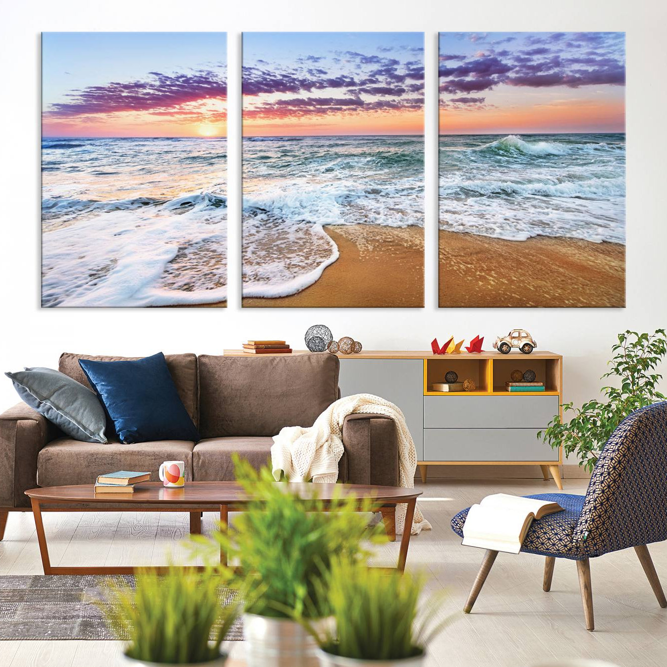 -Tropical Beach Waves Art Print Sunset Canvas Print Ocean Seascape Art Coastal Art