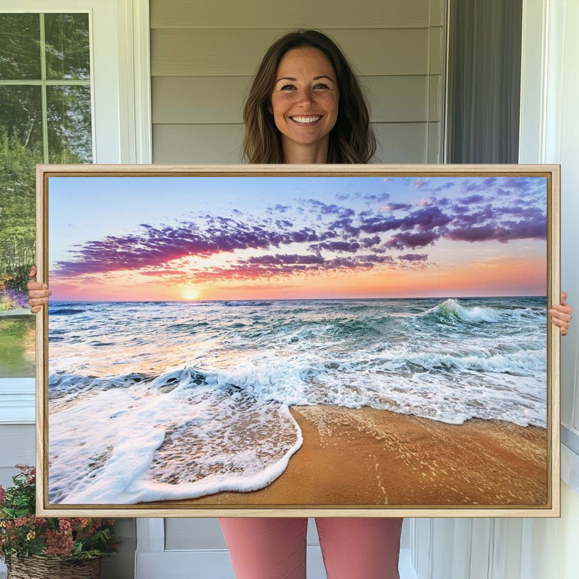 -Tropical Beach Waves Art Print Sunset Canvas Print Ocean Seascape Art Coastal Art