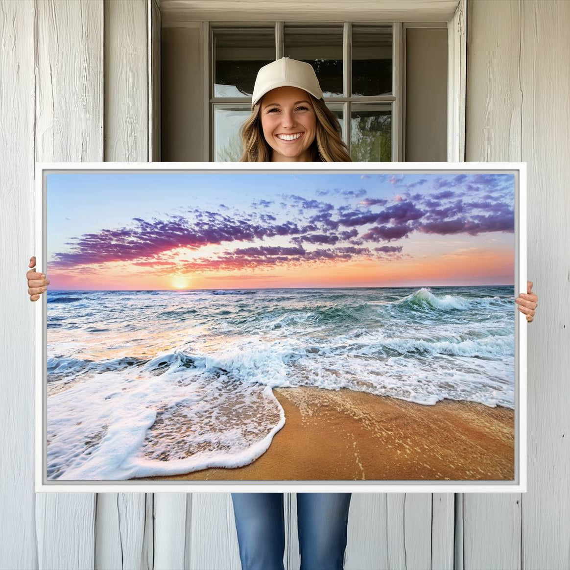 -Tropical Beach Waves Art Print Sunset Canvas Print Ocean Seascape Art Coastal Art