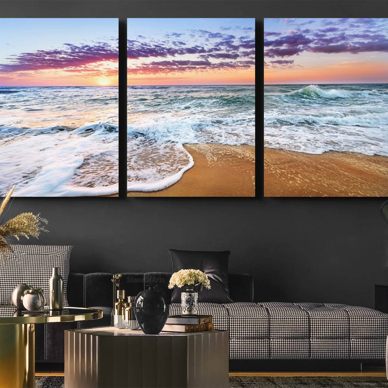 -Tropical Beach Waves Art Print Sunset Canvas Print Ocean Seascape Art Coastal Art