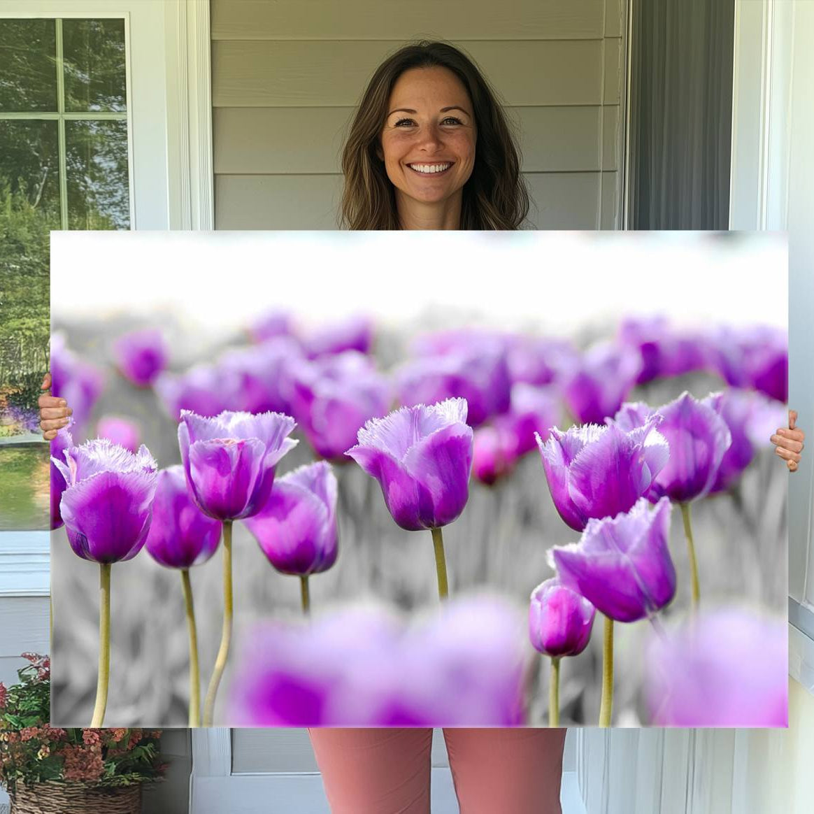 -Tulip Fields Canvas Wall Art Print