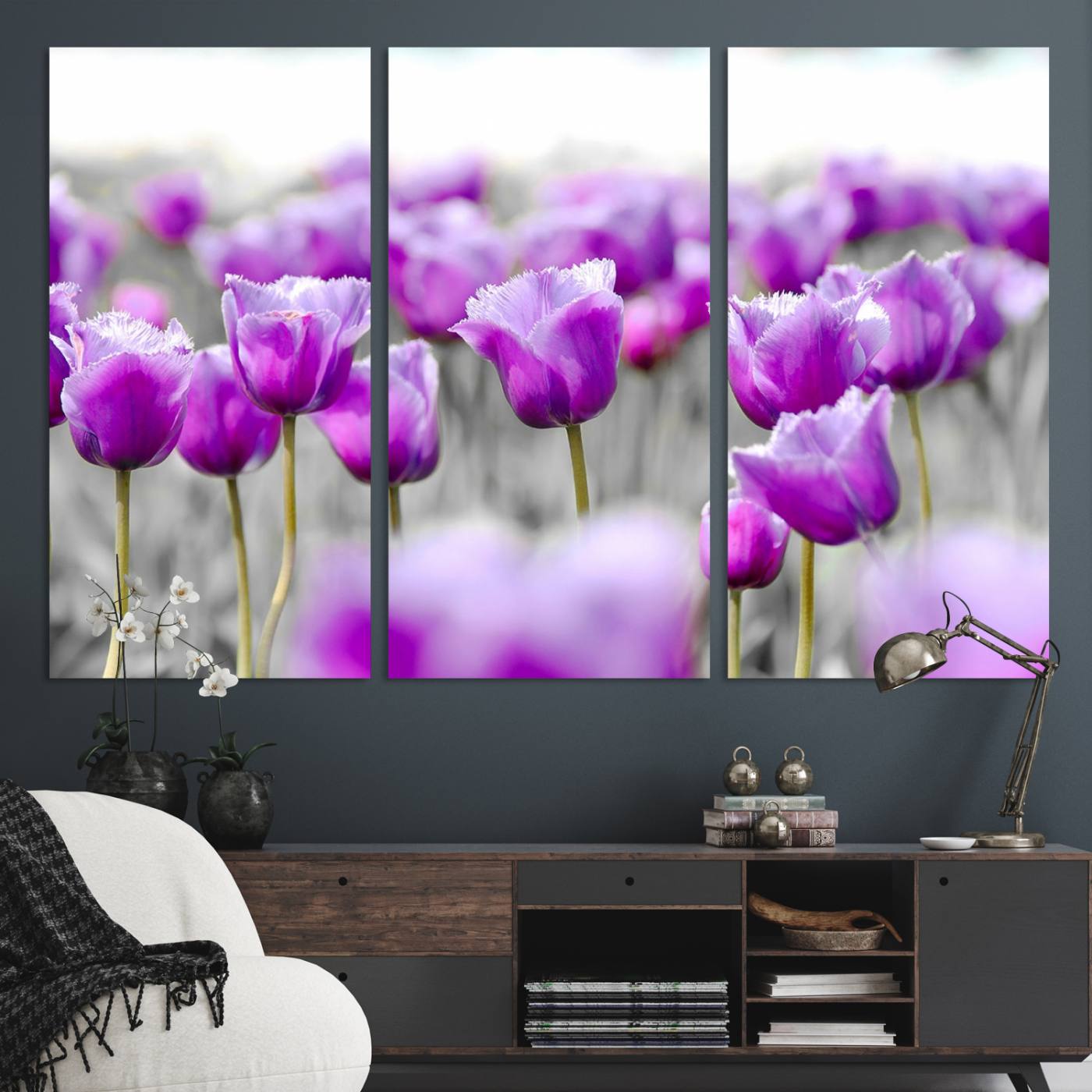 65187-MGV-CV-48X32-3P-Tulip Fields Canvas Wall Art Print