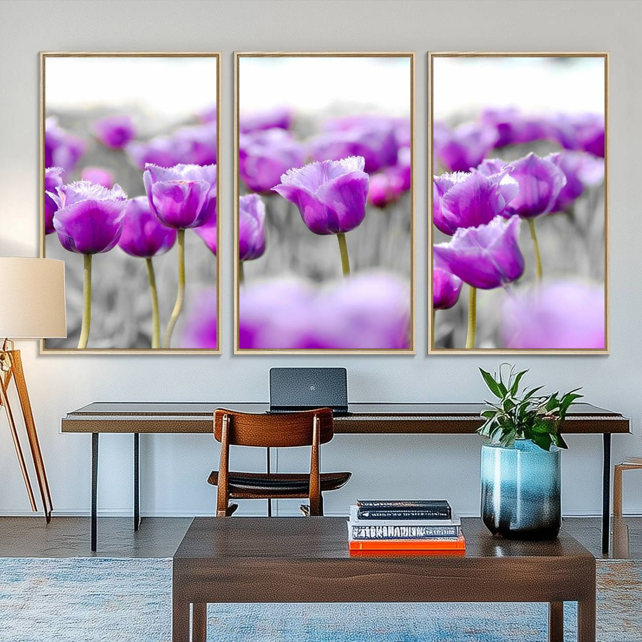 65187-MGV-FC-48X32-3P_Natural-Tulip Fields Canvas Wall Art Print