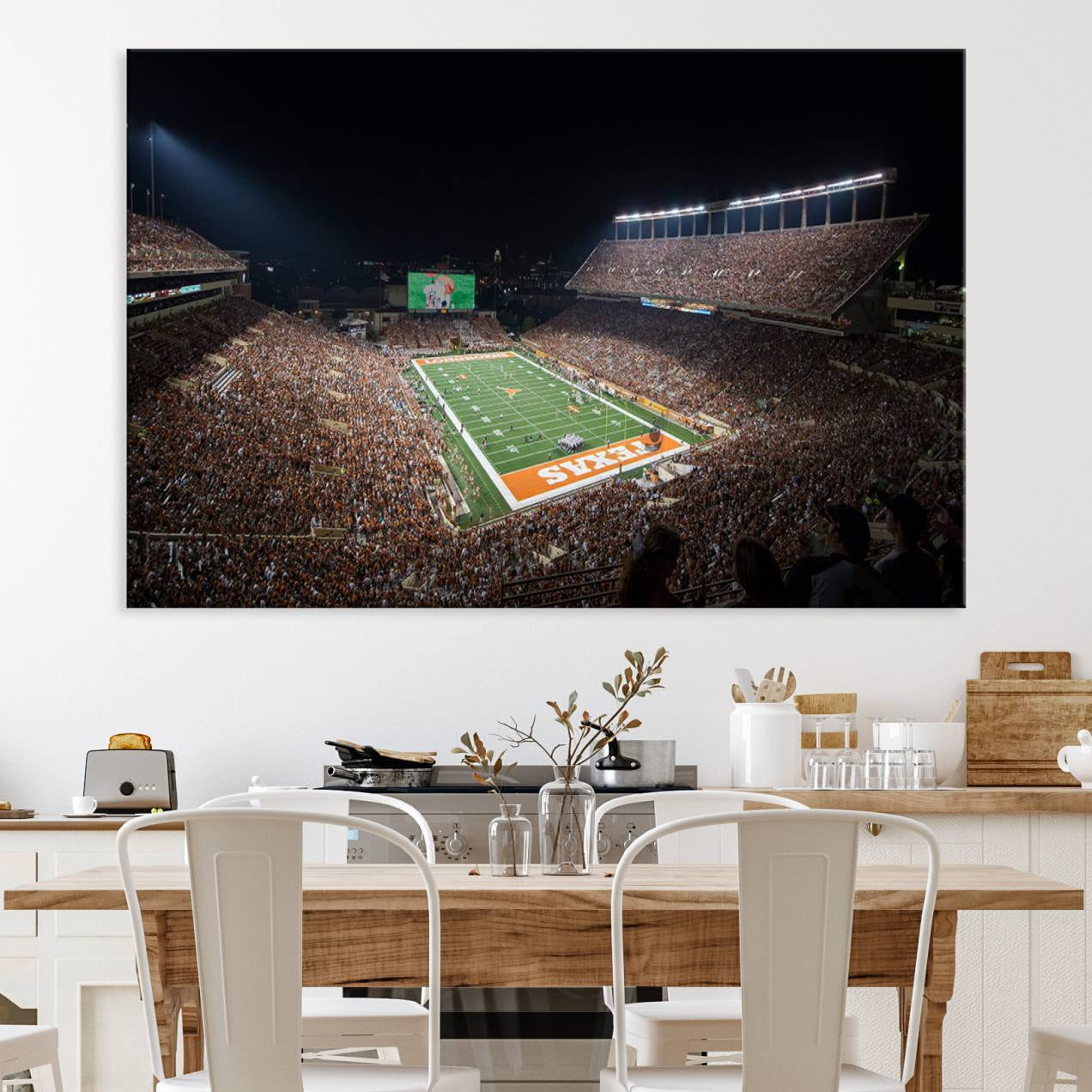 54995-MGV-CV-36X24-University of Texas Longhorns Football Team Print – Darrell K Royal Texas Memorial Stadium Canvas Wall Art for Home, Office