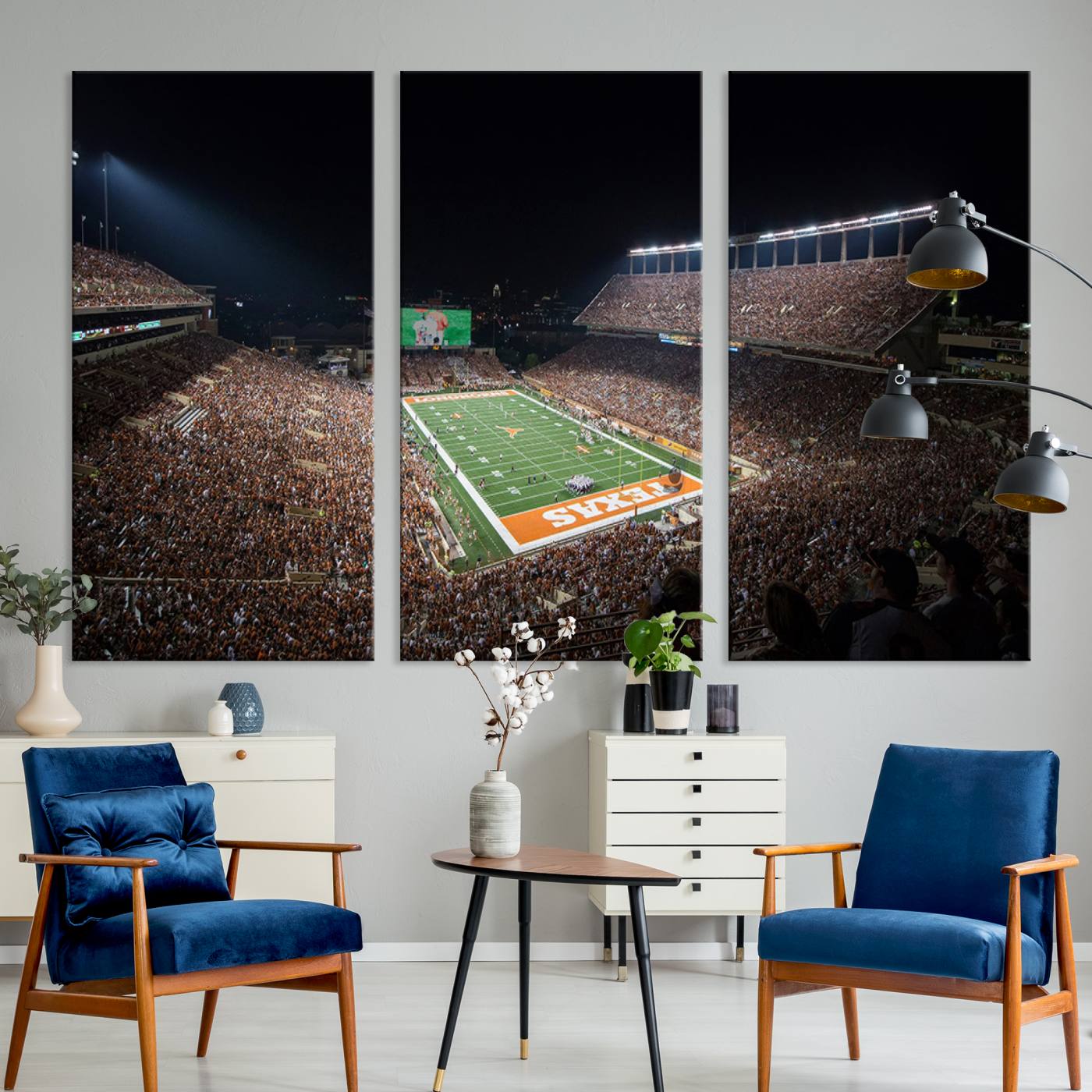 54995-MGV-CV-36X24-University of Texas Longhorns Football Team Print – Darrell K Royal Texas Memorial Stadium Canvas Wall Art for Home, Office