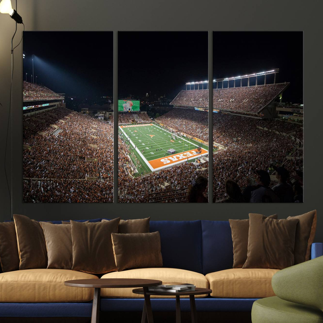 54995-MGV-CV-36X24-University of Texas Longhorns Football Team Print – Darrell K Royal Texas Memorial Stadium Canvas Wall Art for Home, Office