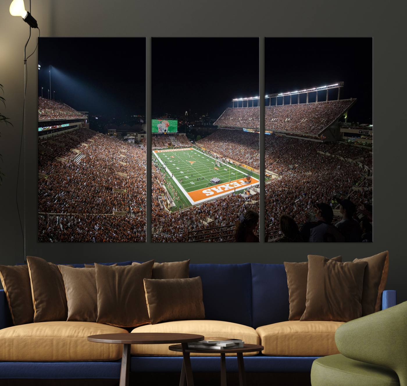 54995-MGV-CV-36X24-University of Texas Longhorns Football Team Print – Darrell K Royal Texas Memorial Stadium Canvas Wall Art for Home, Office