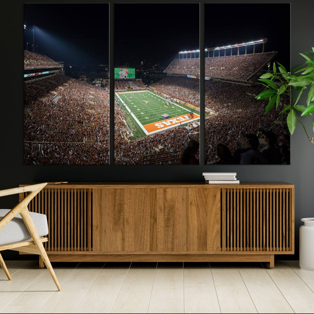 54995-MGV-CV-36X24-University of Texas Longhorns Football Team Print – Darrell K Royal Texas Memorial Stadium Canvas Wall Art for Home, Office