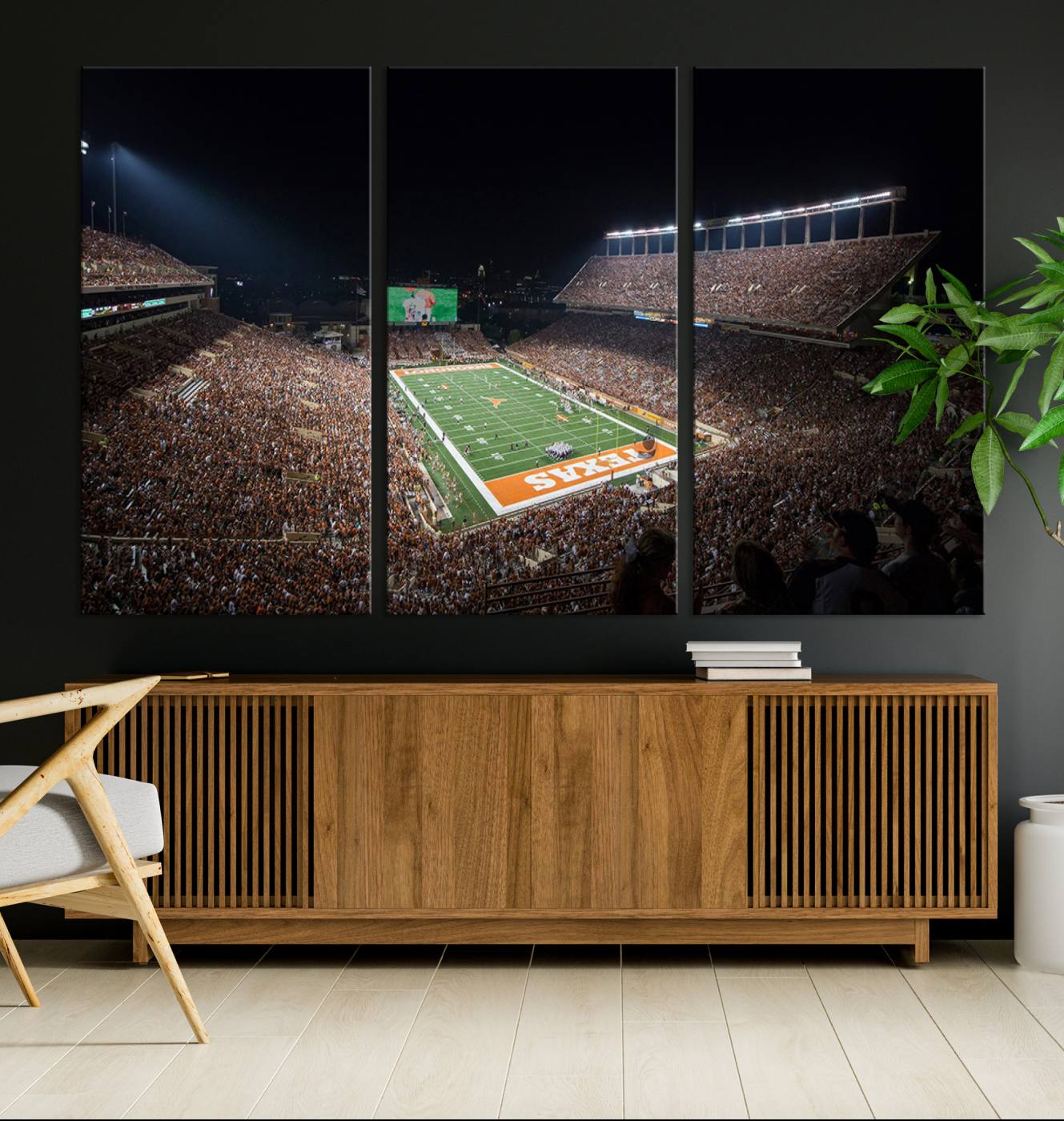 54995-MGV-CV-36X24-University of Texas Longhorns Football Team Print – Darrell K Royal Texas Memorial Stadium Canvas Wall Art for Home, Office