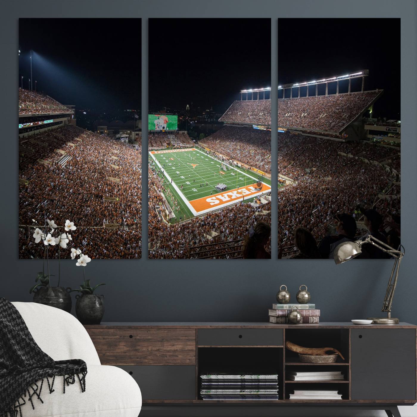 54995-MGV-CV-36X24-University of Texas Longhorns Football Team Print – Darrell K Royal Texas Memorial Stadium Canvas Wall Art for Home, Office