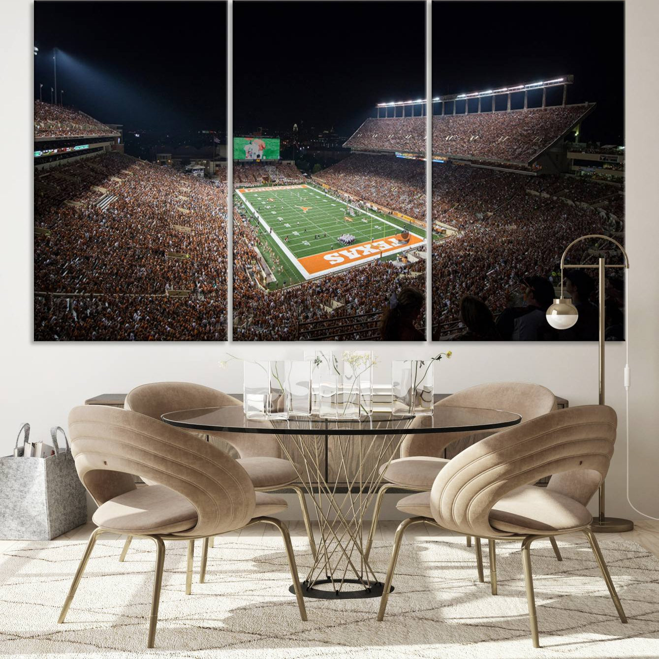 54995-MGV-CV-36X24-University of Texas Longhorns Football Team Print – Darrell K Royal Texas Memorial Stadium Canvas Wall Art for Home, Office