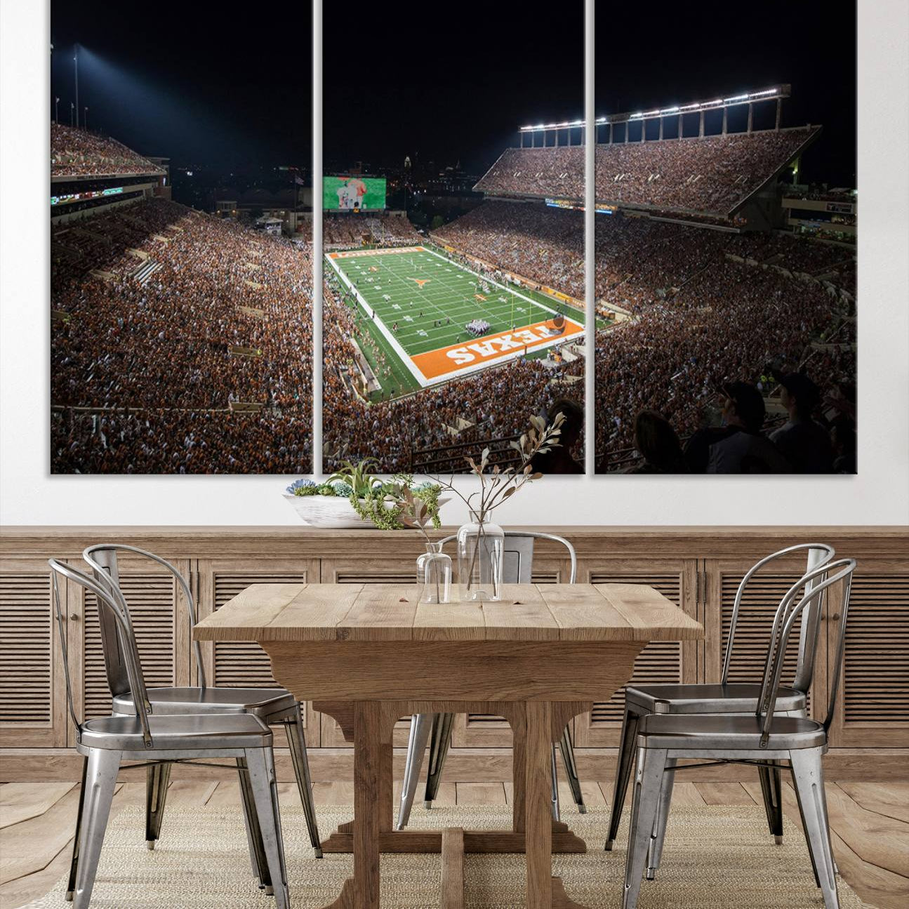 54995-MGV-CV-36X24-University of Texas Longhorns Football Team Print – Darrell K Royal Texas Memorial Stadium Canvas Wall Art for Home, Office