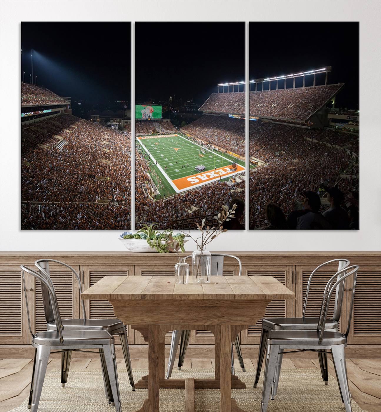 54995-MGV-CV-36X24-University of Texas Longhorns Football Team Print – Darrell K Royal Texas Memorial Stadium Canvas Wall Art for Home, Office